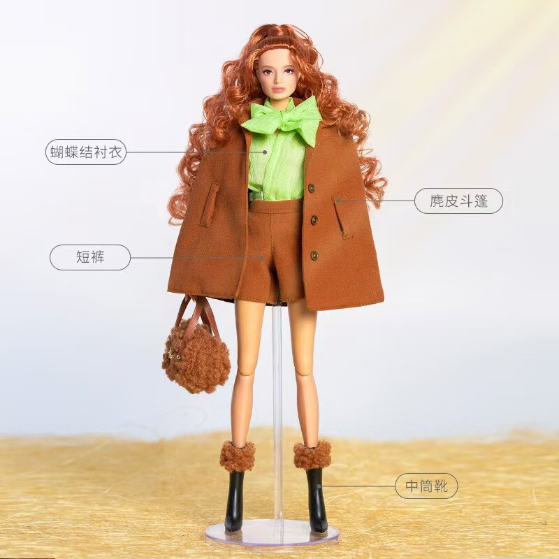 Outfit Set Dress Coat Jacket Crop Top Pants Scarf 1/6