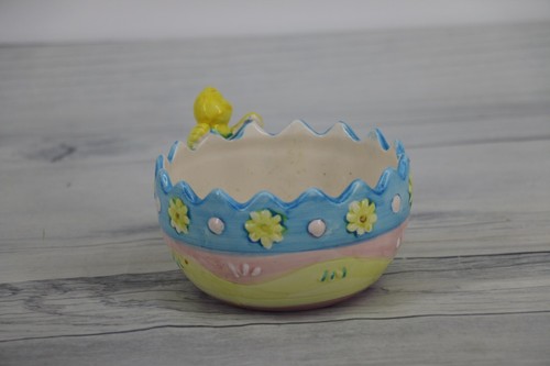 Easter Spring Egg Shaped Plate and Bowl Set Pastel Blue Pink Green Yellow - Picture 3 of 4