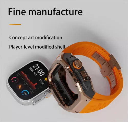 Per Apple Watch Ultra 2/Ultra Cassa Lunetta Acciaio Inox Cinturino Silicone 49mm - Foto 9 di 19