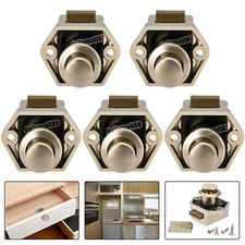5x Cabinet Push Button Latch Lock Handle Catch Door Knob Campervan Caravan Boat