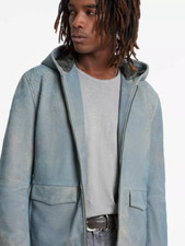  898 New NWT John Varvatos Mateo Burnished Leather Hooded Jacket EU52 US42