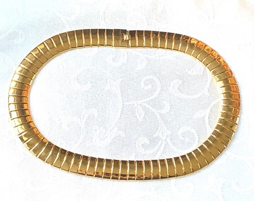 Vintage MONET Gold-Tone Egyptian Revival Disco Era Choker Necklace - Picture 5 of 13