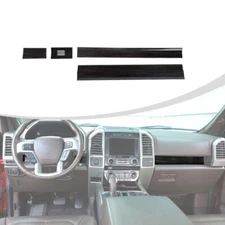 Black Wood Center Console Dash Board Cover Trim Strips For Ford F150 2015-2020