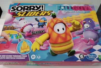 Fall Guys Ultimate Knockout Sorry! Game Sliders Board Game 8+ Hasbro Gaming