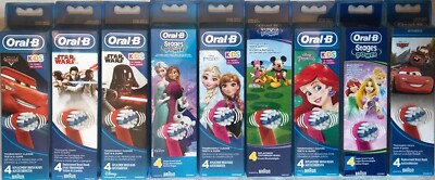 4 Oral B Aufsteckbürsten Stage Cars, Star Wars, Princess, Frozen, Mickey, Spider