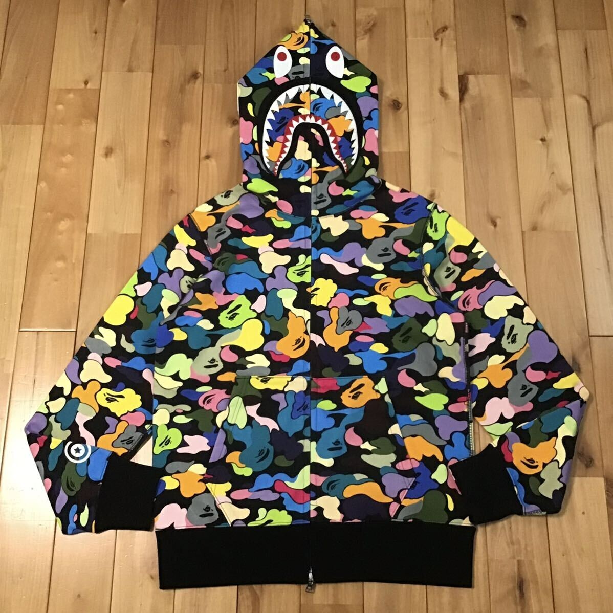 BAPE Multi camo shark full zip hoodie A Bathing Ape Size M | eBay