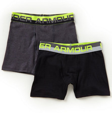 Under Armour Boys Black Grey Pack Of 2 Performance Boxer Briefs Sz S L21625