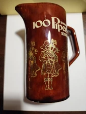 Vintage Seagrams 100 Pipers Scotch PITCHER Brown Jug Bar Pub