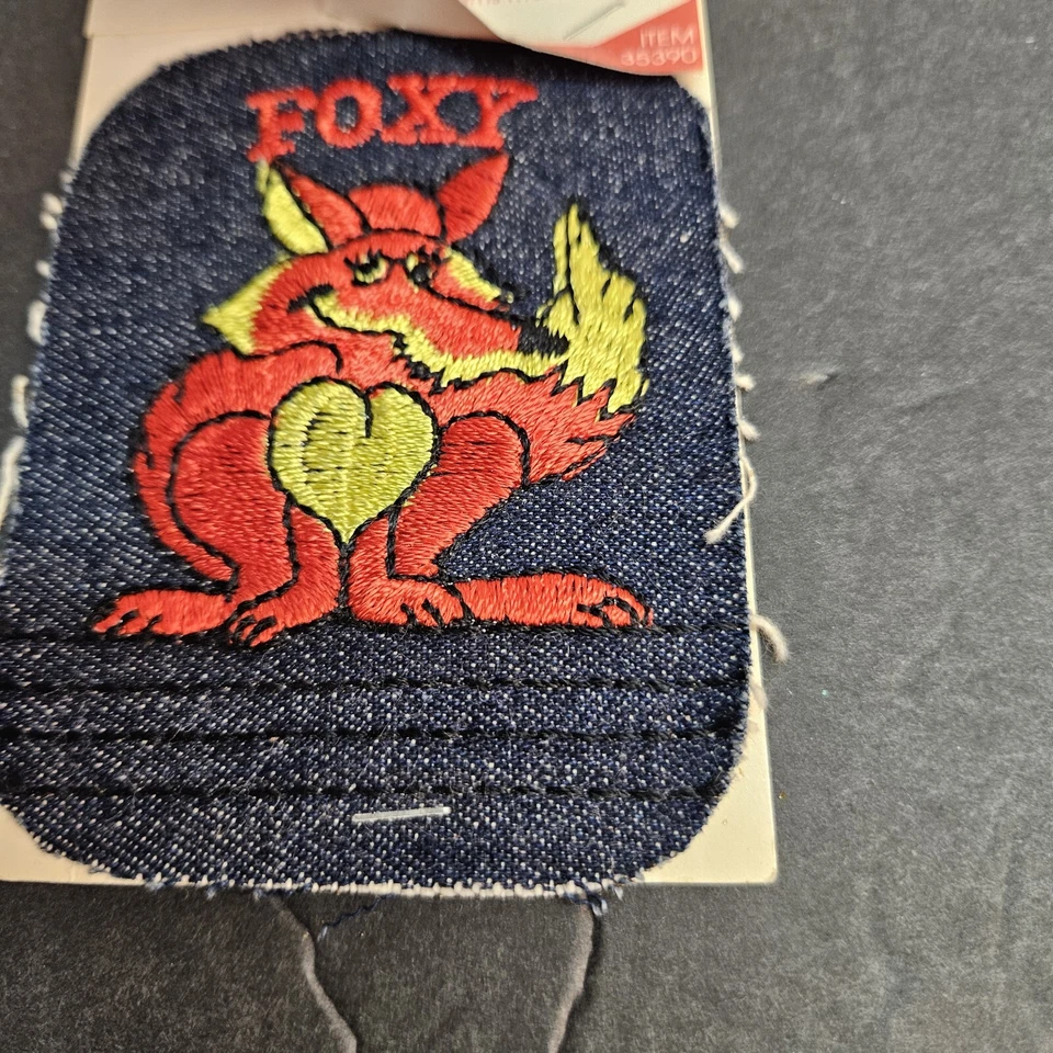 Vintage Singer Embroidered Iron On Patch "Foxy" #35390 70's NOS - Image 2 of 4