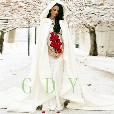 New Bridal Winter Wedding Cloak Cape Hooded with Fur Trim Long Bridal Winter eBay