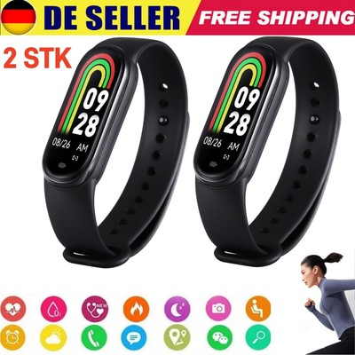 2Pcs M8 Smartwatch Bluetooth Sport Armband Uhr Blutdruck Band Fitness Tracker DE