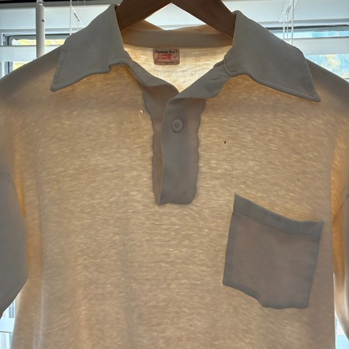 Hanes, Vintage 1960s Hanes Suede Knit Polo Shirt Men's Size S WORN Patina Thin