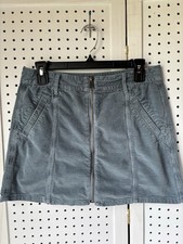 American Eagle Hi Rise A Line Corduroy Zip Front Mini Skirt Women's Size 6 Blue