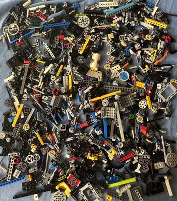 Lego Technic 2 Lb Lot Gears Beams Pins,  Large Wheels Moc Lot