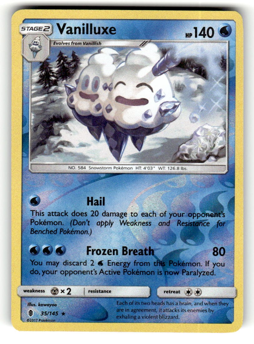Vanilluxe 35/145 Rare Guardians Rising Reverse Holo Pokemon Near Mint