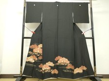 Heiwaya Kimono Luxury black tomesode Unka treasure pattern gold color pure silk