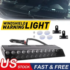 12 LED Car Emergency Warning Beacon Strobe Light Bar Windshield Dash Hazard 12v