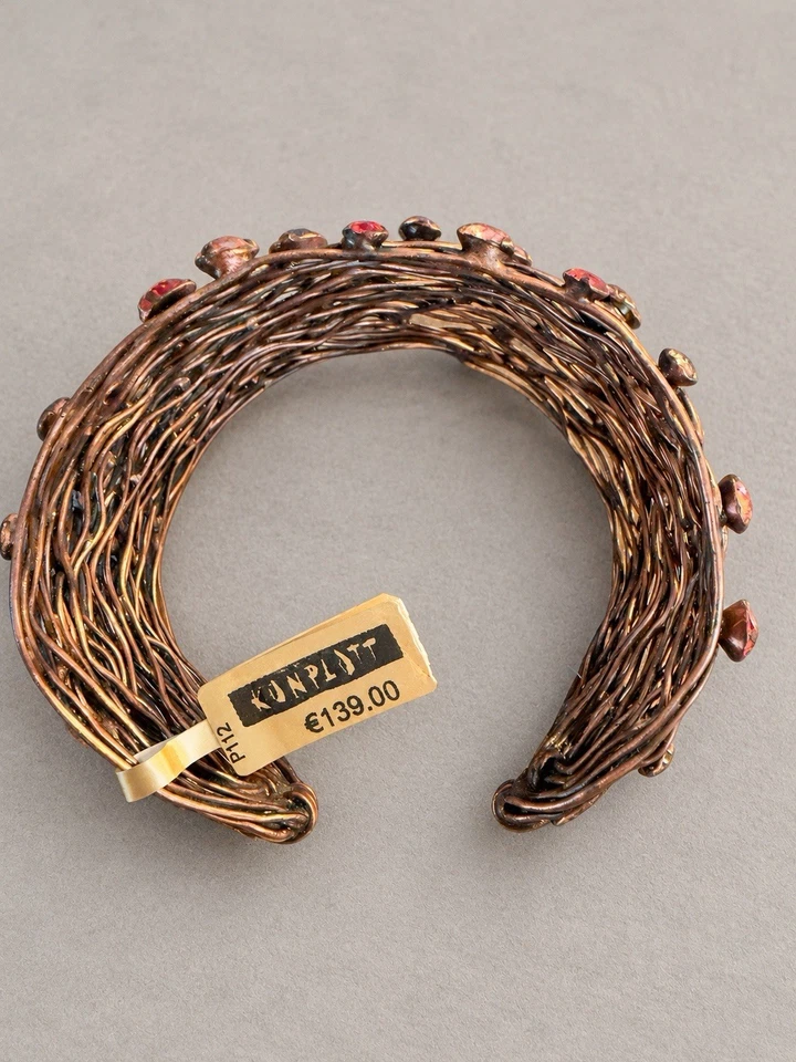 Konplott Armband Armreif Manschette bronze/rosa mit runden Steinen signiert - Bild 4 von 4