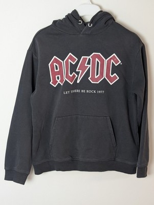 AC/DC Hoodie Let There Be Rock 1977 Black Pullover Sweatshirt Size XS