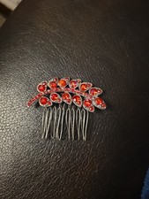 Vintage Hair Comb With Red Rhinestones