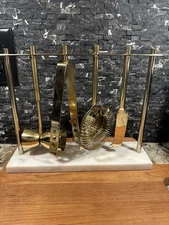 Twine 4 Piece Bar Tool Set Gold & Marble Hawthorne Strainer Double Jigger