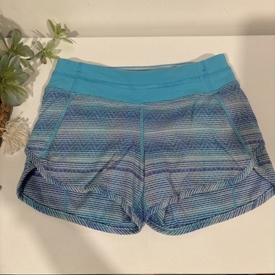 Lululemon Kids Ivivva Size 7 Relay Racer Zig Zag Striped Athletic Lined Shorts
