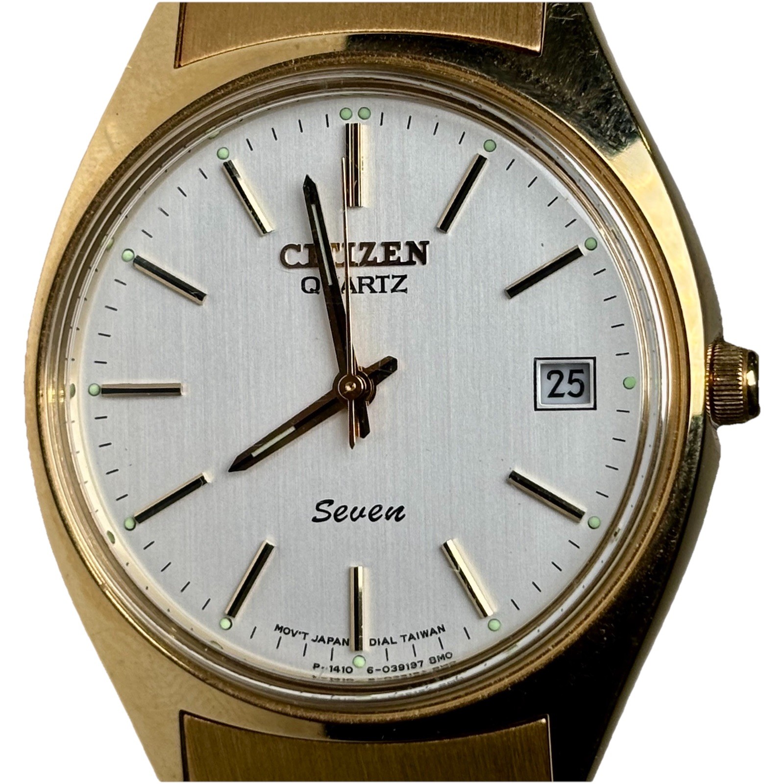 N MINT Citizen Seven Quartz Men’s 35mm Classic Watch Gold Stainless Date