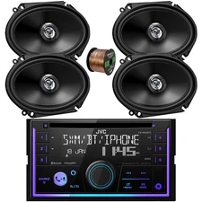 JVC KW-R950BTS Bluetooth CD Stereo Receiver, 4x JVC 6x8" 300W Speakers w/Wire