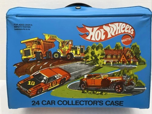 Vintage 1980 Hot Wheels 1/64 #8227 Blue 24 Car Collector's Storage Case w/ Trays