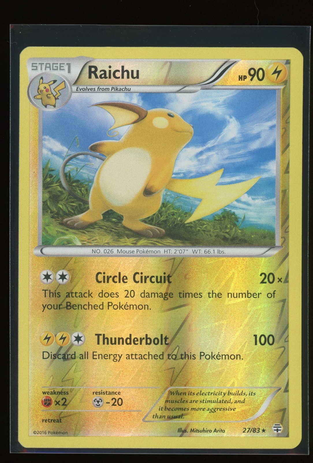 RAICHU - 27/83 - XY GENERATIONS - Reverse Holo - Pokemon Card - NM