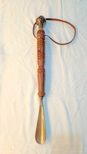 22" Solid Brass Shoe Horn Long Handle Helmet Style Antique Brass Handmade