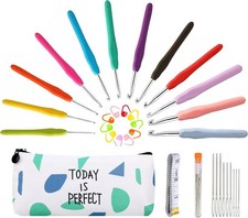 32 Piece Beginner Crochet Hook Set 2mm-8mm,Sewing Needles, White cactus