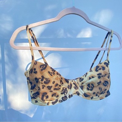 Mara Hoffman Tan & Black Leopard Bikini Top Size Medium