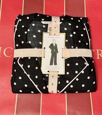 Victoria  s Secret Flannel Long Pajama Set 2 Piece Pj Set Black Pink Polka Dot S
