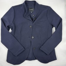 Banana Republic Blazer Womens M Blue Ponte Tailored Stretch Three-Button