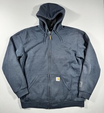 Carhartt Rain Defender Hoodie Men's Medium Blue Full Zip Sweatshirt Heavyweight