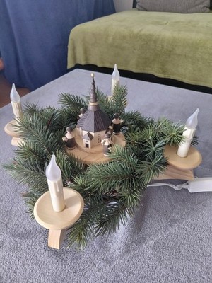 NEU Albin Preißler Adventsleuchter elektrisch Seiffener Kirche Kurrende 201/093