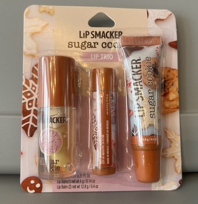  New Lip Smacker Sugar Cookie Trio Lip Oil, Lip Balm Stick & Squeezable Tube 