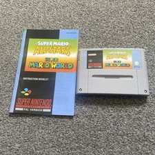 Super Nintendo SNES Game Super Mario All Stars + Super Mario World + booklet 