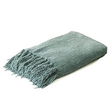 Chenille Throw Blanket for Couch Bed  Soft Cozy Throw Blanket with Sage Green