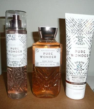Lot of 3Bath & Body Works PURE WONDER Fragrance Mist Body  Wash Gel Body Cream