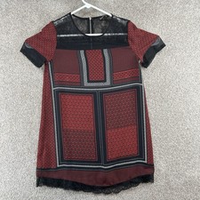 Express Women's Dress Size XS Red Black Short Sleeve Zip Closure Shift