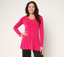 Susan Graver Modern Essentials Regular Liquid Knit Tunic Intense Pink S New