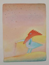 Jean-Michel FOLON: Il Guardiano Dei Sogni, Heliogravura Firmata, 1982