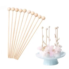 100 PCS Rock Candy Sticks 6 Inch Wooden Ball Lollipop Cake Pop Sucker