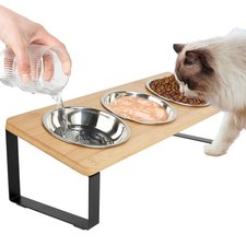 Elevated Cat Bowls 3 Stainless Steel 15 Tilted Raised Stand Feeder Small Puppy