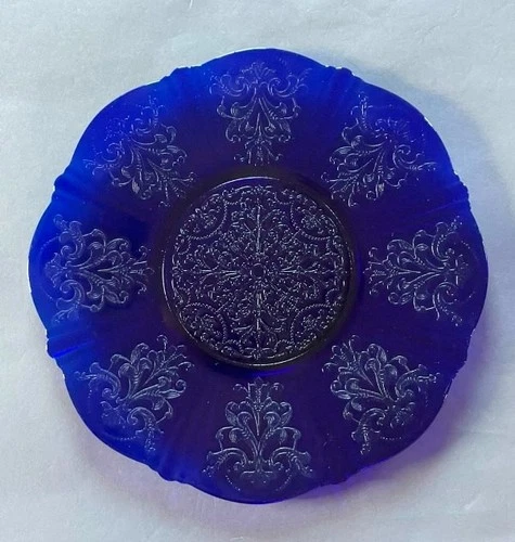 Rare 11 1/2" Cobalt Ritz Blue MacBeth-Evans American Sweetheart Salver
