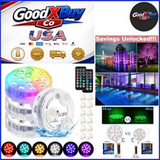 4 Pack Submersible LED Pool Lights Remote Waterproof 16 Colors Magnet