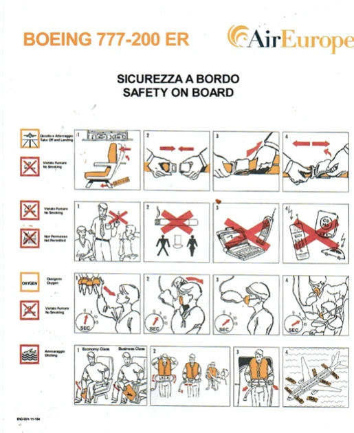 Safety card Air Europe Boeing 777-200 ER - Photo 1/1