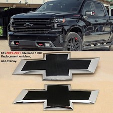 OEM Grille & Tailgate Bowtie Emblem for 2022 Silverado 1500 LTD Chrome Black